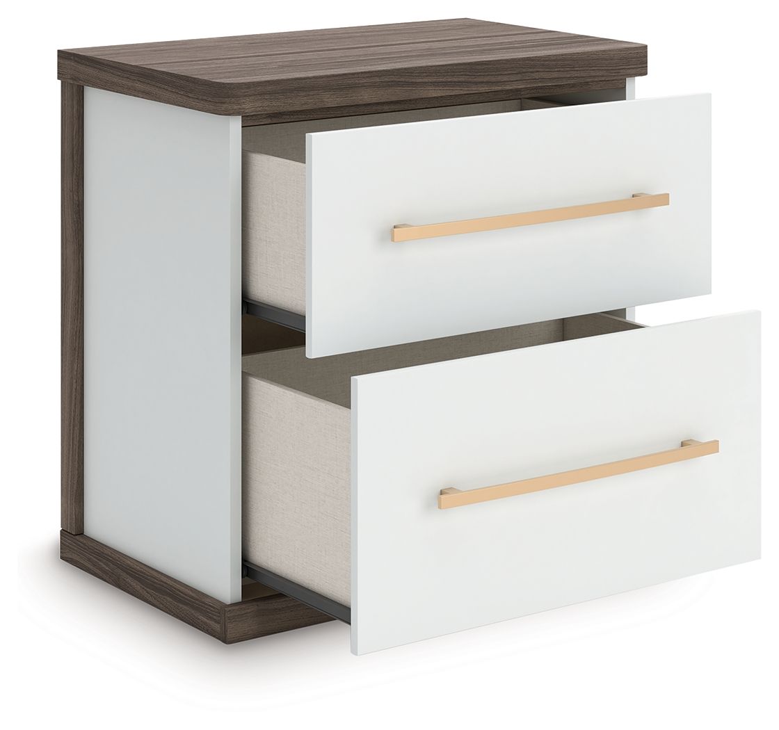 Mazilar - Two Drawer Night Stand - Brown / White