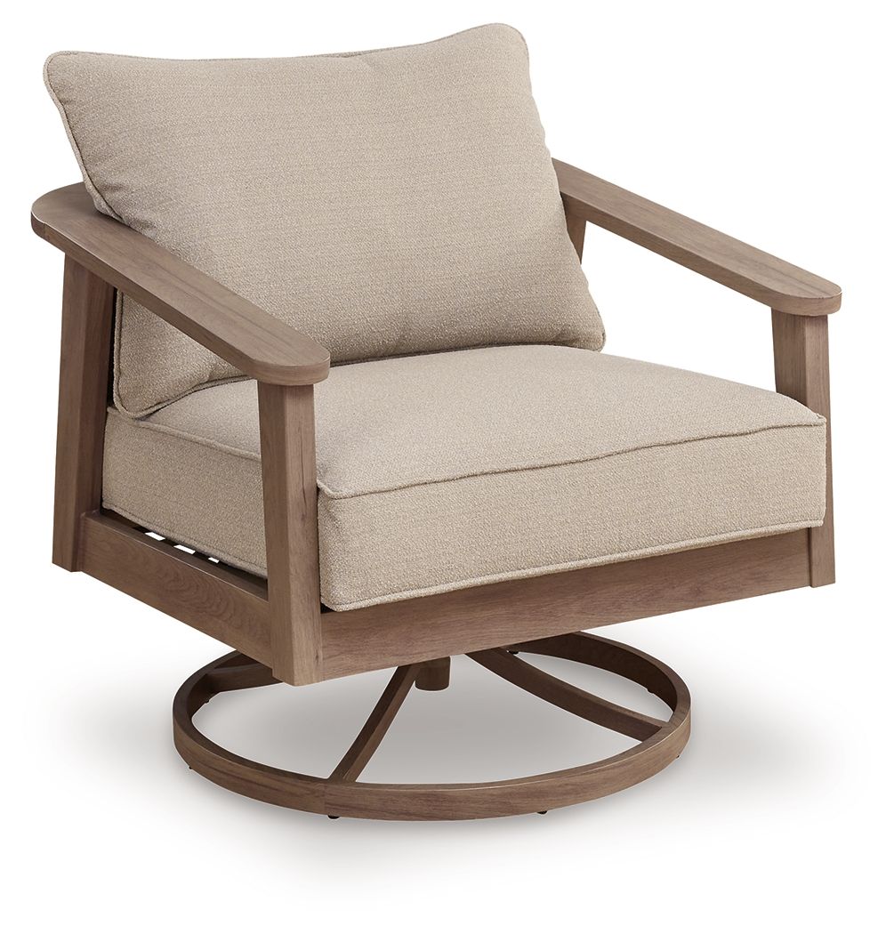 Francis Beach - Swivel Lounge With Cushion - Natural / Gray