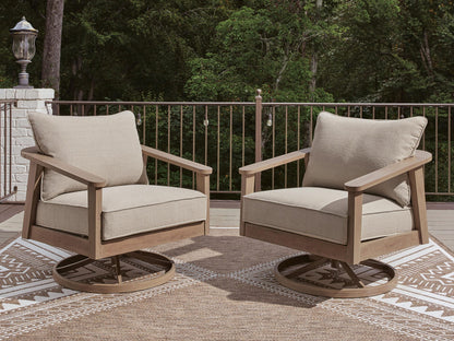 Francis Beach - Swivel Lounge With Cushion - Natural / Gray