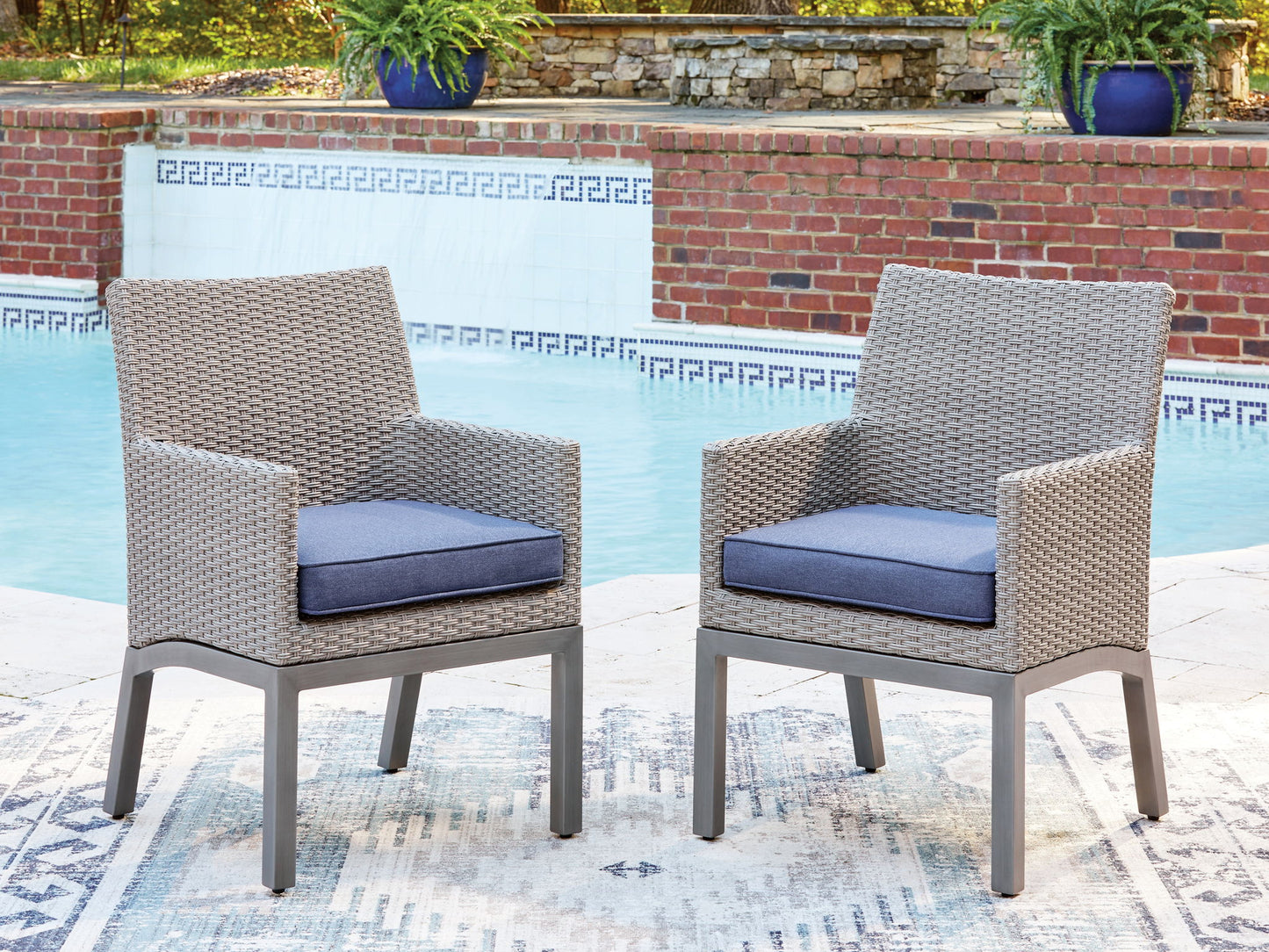 Dillon Beach - Arm Chair With Cushion (Set of 2) - Blue / Gray