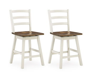 Jendanton - Swivel Stool (Set of 2) - Brown / Antique White