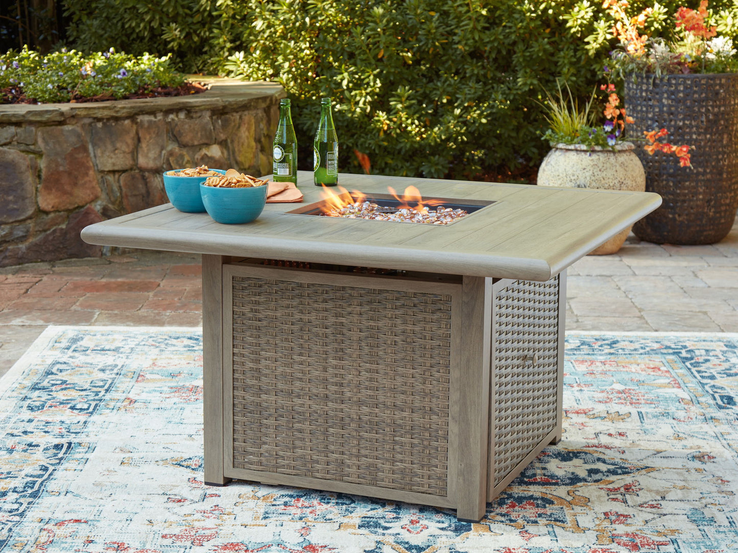 Carisbo - Square Fire Pit Table - Beige