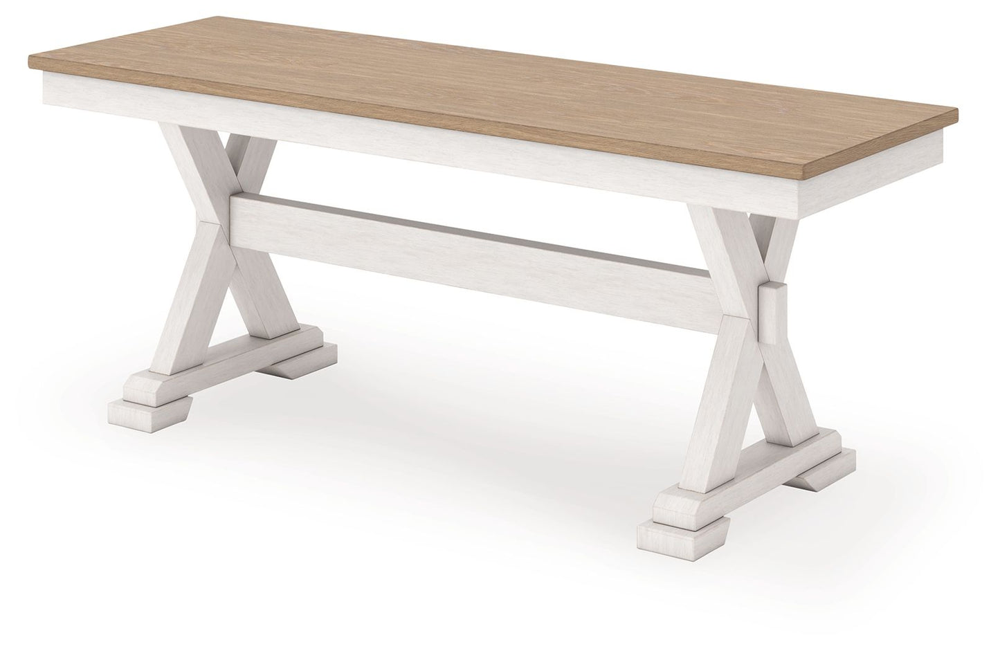 Westlinport - Large Dining Room Bench - Antique White / Natural