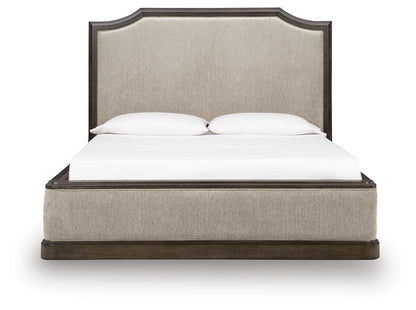 Bannette - King Upholstered Panel Bed - Dark Brown