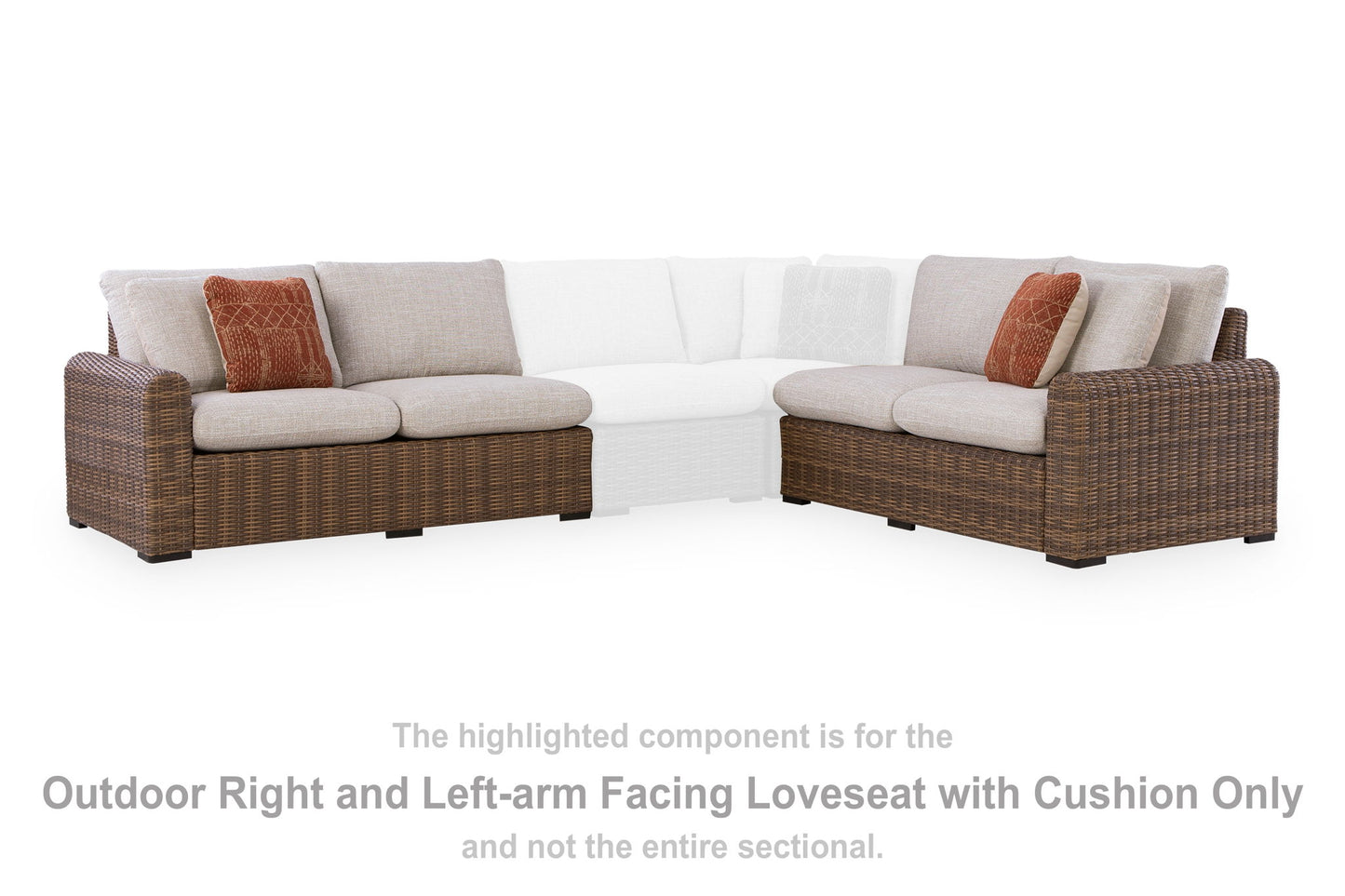 Angel Island - RAF/LAF Loveseat With Cushion (Set of 2) - Beige / Brown