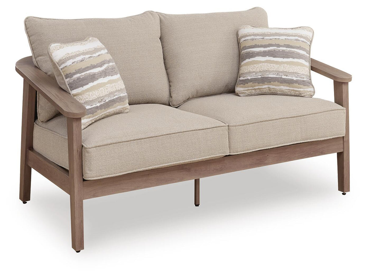 Francis Beach - Loveseat With Cushion - Natural / Gray
