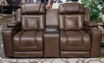 Stargin - Power Recline Loveseat/Fridge Cooler - Hickory