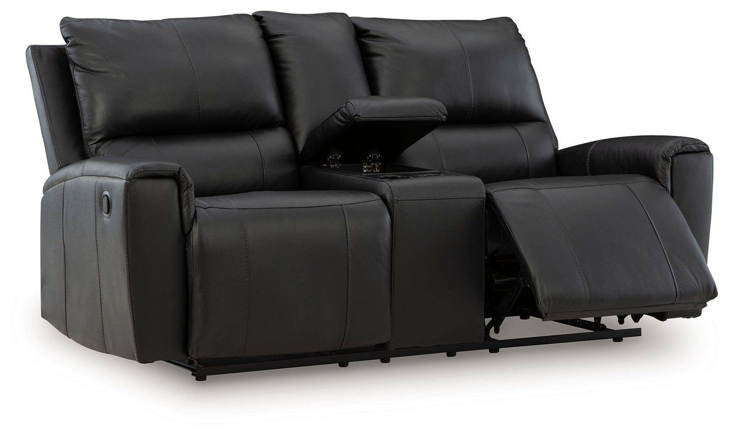Danemere - Reclining Loveseat With Console - Black