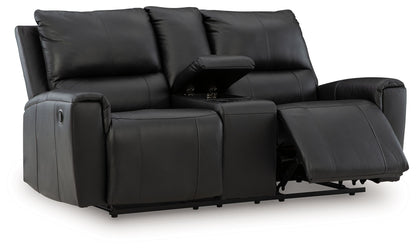 Danemere - Reclining Loveseat With Console - Black