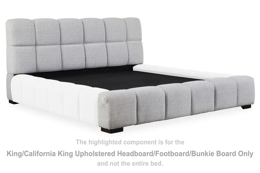 Jesstean - King/California King Upholstered Headboard/Footboard/Bunkie Board - Light Gray