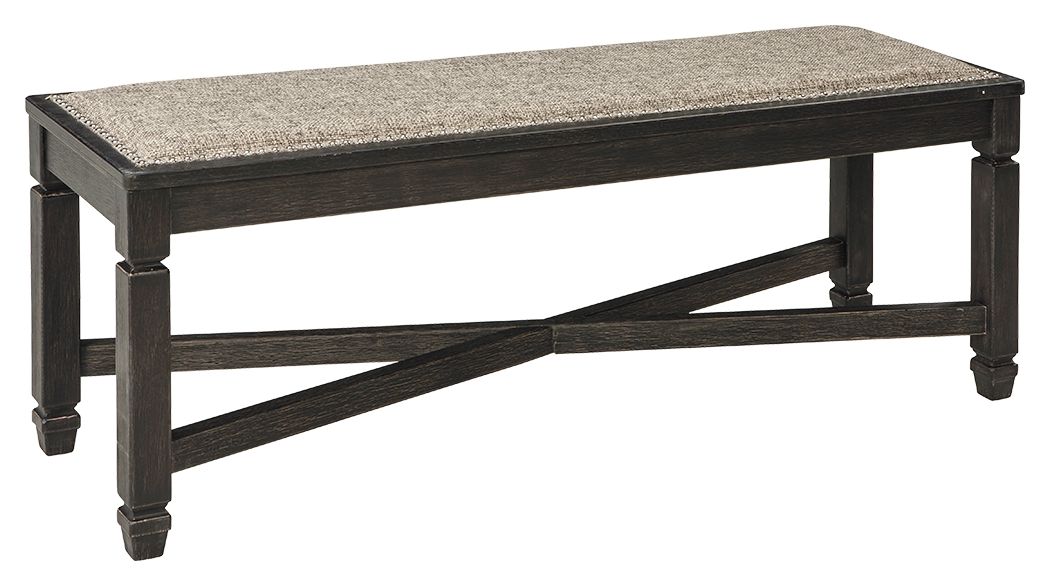 Tyler Creek - Upholstered Bench - Black / Grayish Brown