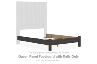 Parlayon - Queen Panel Footboard With Rails - Charcoal