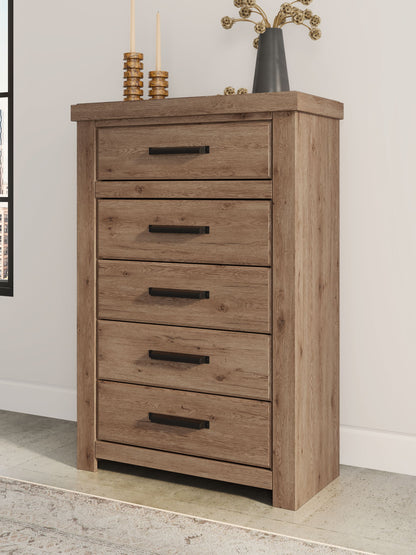 Garistyn - Five Drawer Chest - Light Brown