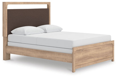Hollymount - Queen Upholstered Panel Bed - Tan