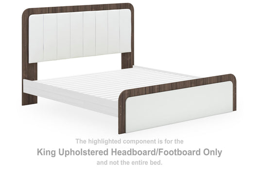 Mazilar - King Upholstered Headboard/Footboard - Brown / White