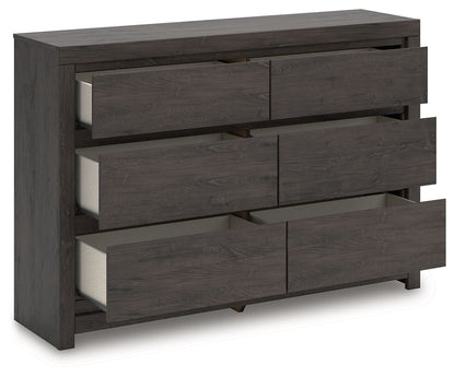 Parlayon - Six Drawer Dresser - Charcoal