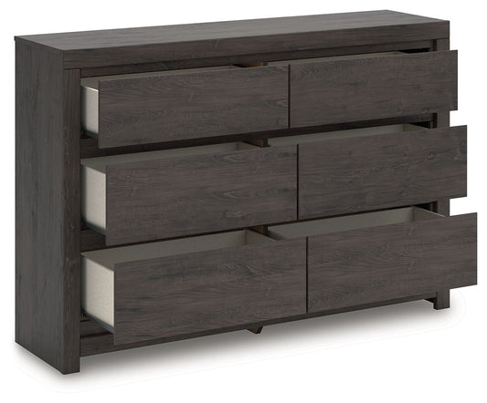 Parlayon - Six Drawer Dresser - Charcoal