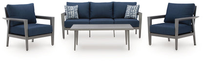 Gali - Sofa / Chairs / Table Set (Set of 4) - Gray / Blue