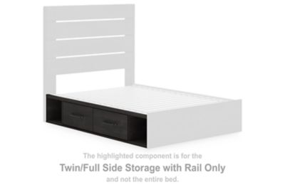 Delmorta - Twin/Full Side Storage with Rail - Dark Gray
