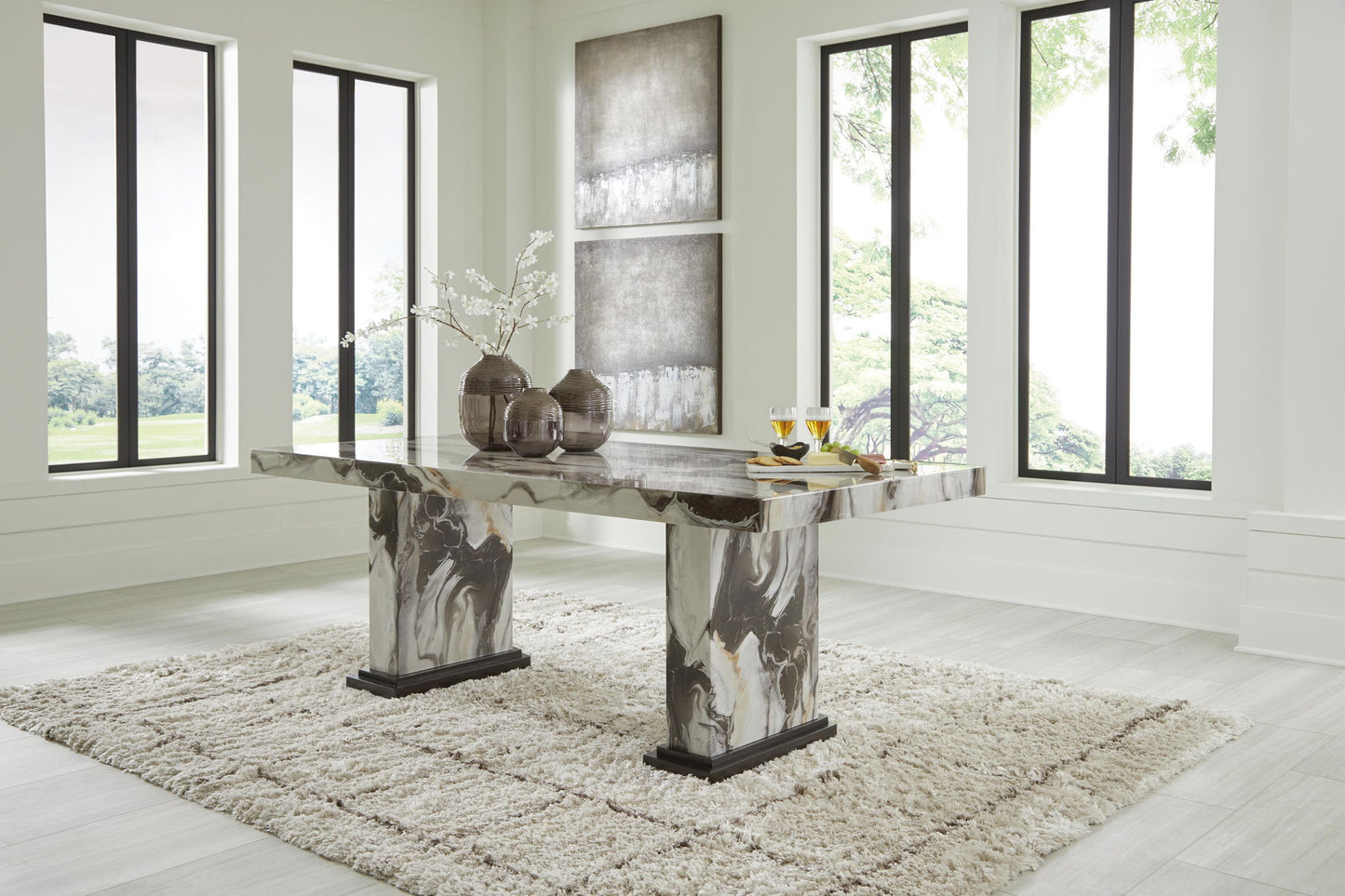 Jazmore - Dining Table - Dark Brown / Beige