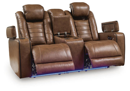 Metro Oasis - Power Reclining Loveseat With Console / Adjustable Headrest - Amber