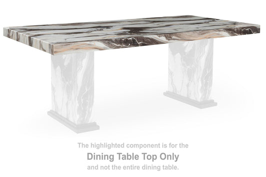 Jazmore - Rectangular Dining Room Table Top - Dark Brown / Beige