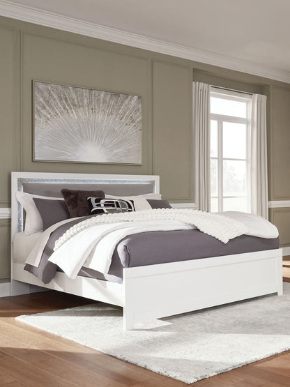 Raechalla - King Upholstered Panel Bed - White