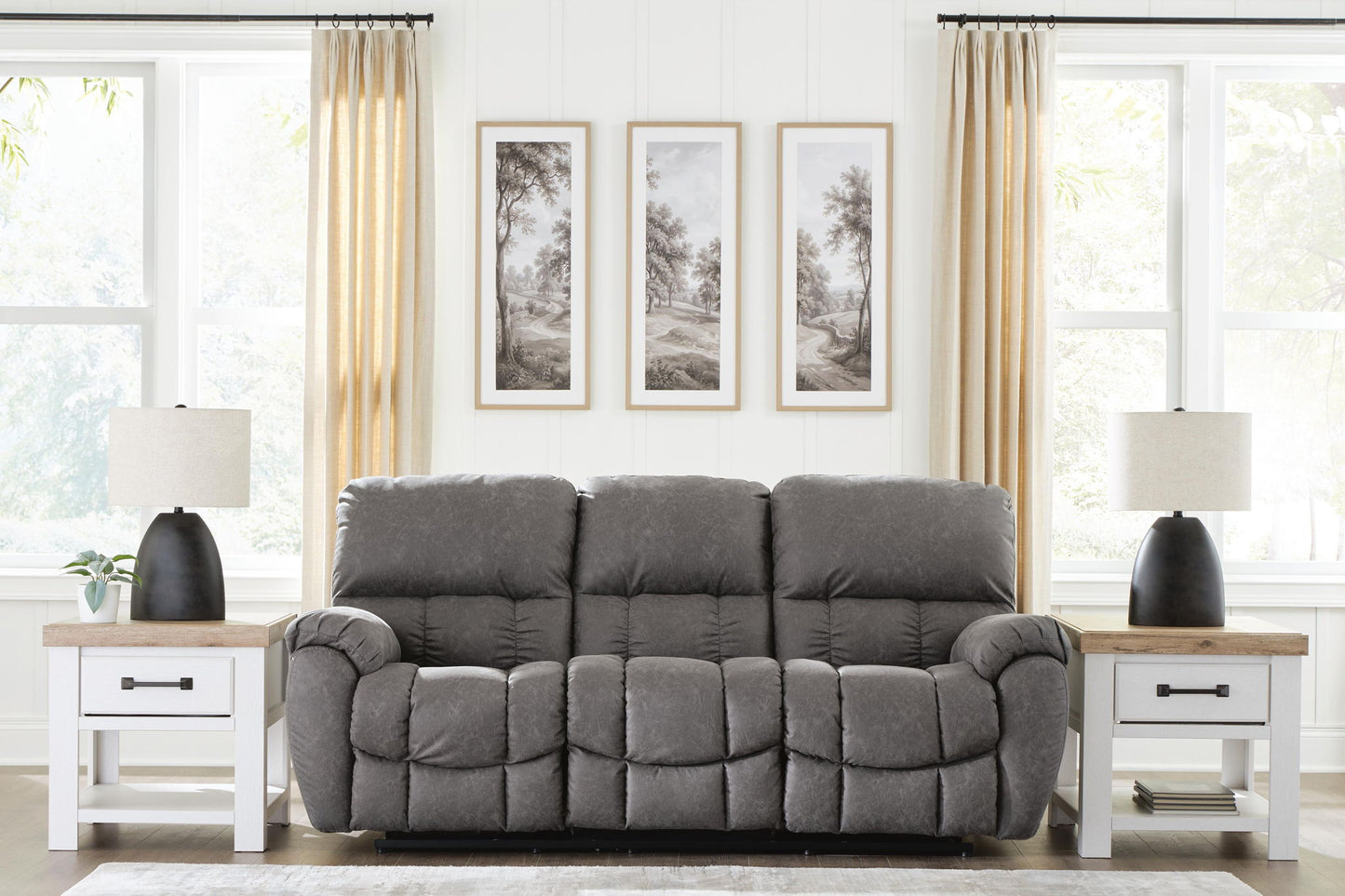 Hadrian Pike - Power Reclining Sofa With Adjustable Headrest - Galaxy