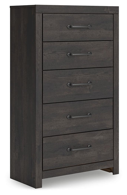 Delmorta - Five Drawer Chest - Dark Gray