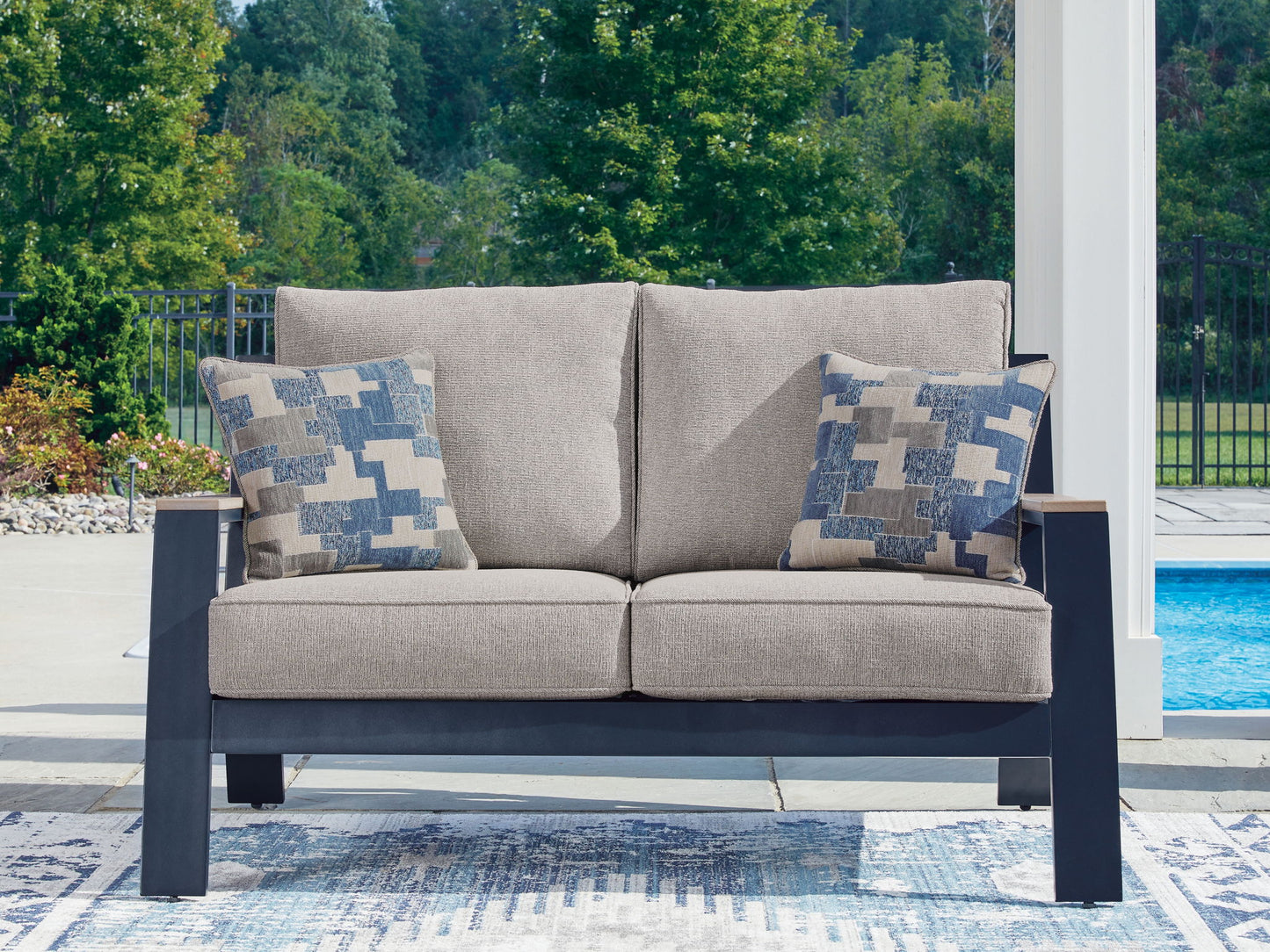 Mabry Shores - Loveseat With Cushion - Blue