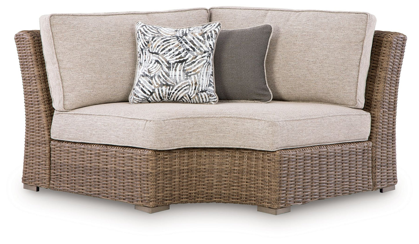 Revare Beach - Curved Corner Chair With Cushion - Beige
