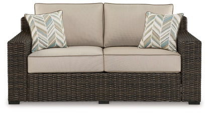 Coastline Bay - Loveseat W/Cushion - Brown